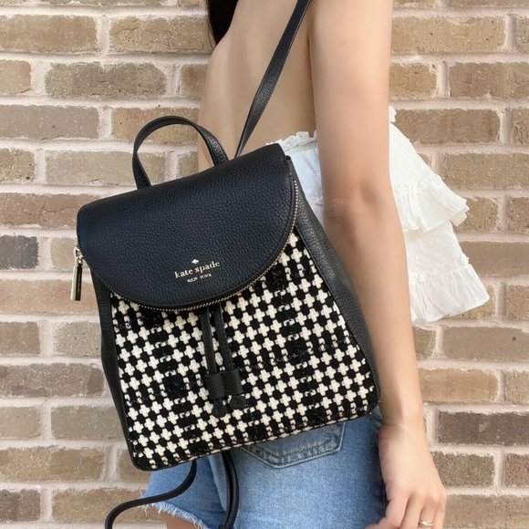 NWT Kate Spade Backpack Black Multi Pebbled Leather